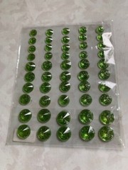 3D ADHESIVE GEMSTONES LIME GREEN MULTI-SIZES ROUND GEMS 50 PCS
