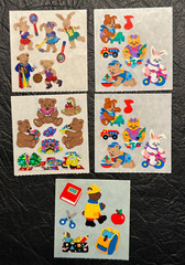 5 Vtg Sandylion BEARS Partial Sticker Sheets PICNIC~School~SPORTS~Baby Toys