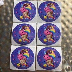 VINTAGE 80’S LISA FRANK GLOSSY BEAR ON RAINBOW ICE CREAM STICKER LOT OF 6