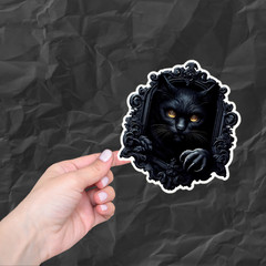Horror Gothic Black Cat Creepy Vinyl Sticker for Iphone Dark Aesthetic
