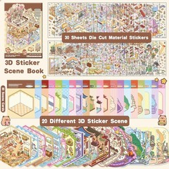 DIY 3D Sticker Scene Collection Book for Kids Adults for Gifts Stickers