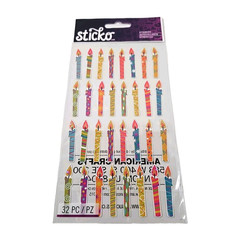 New EK Success Birthday Candle Stickers 32 Count Colorful Crafting Sticko