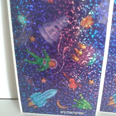 Stickety Doo Da SPACE Stickers Astronaut Rocket Plane Planet LOT-6 NOS Vtg 1997
