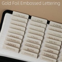 UPAFEXXI-Laminated Bible Tabs with Book Summaries(Gold Foil Summaries Gray