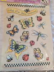 10 Sheets Rub on Transfers bee butterfly bear grape rose dog cat fish lighthouse