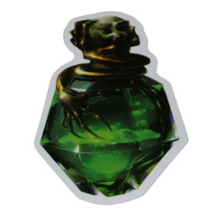 Green Gold Skull Claw Toxic Poison Potion Bottle Sticker