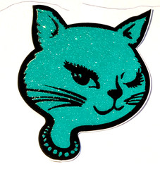 WINKING CATS 15 VENDING STICKERS *CHOOSE ONE* GLITTER VINYL ICONIC RETRO