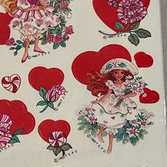 VTG Peppermint Rose Valentine Stickers Scented Hearts Carlton Cards ‘93 Lot Of 2