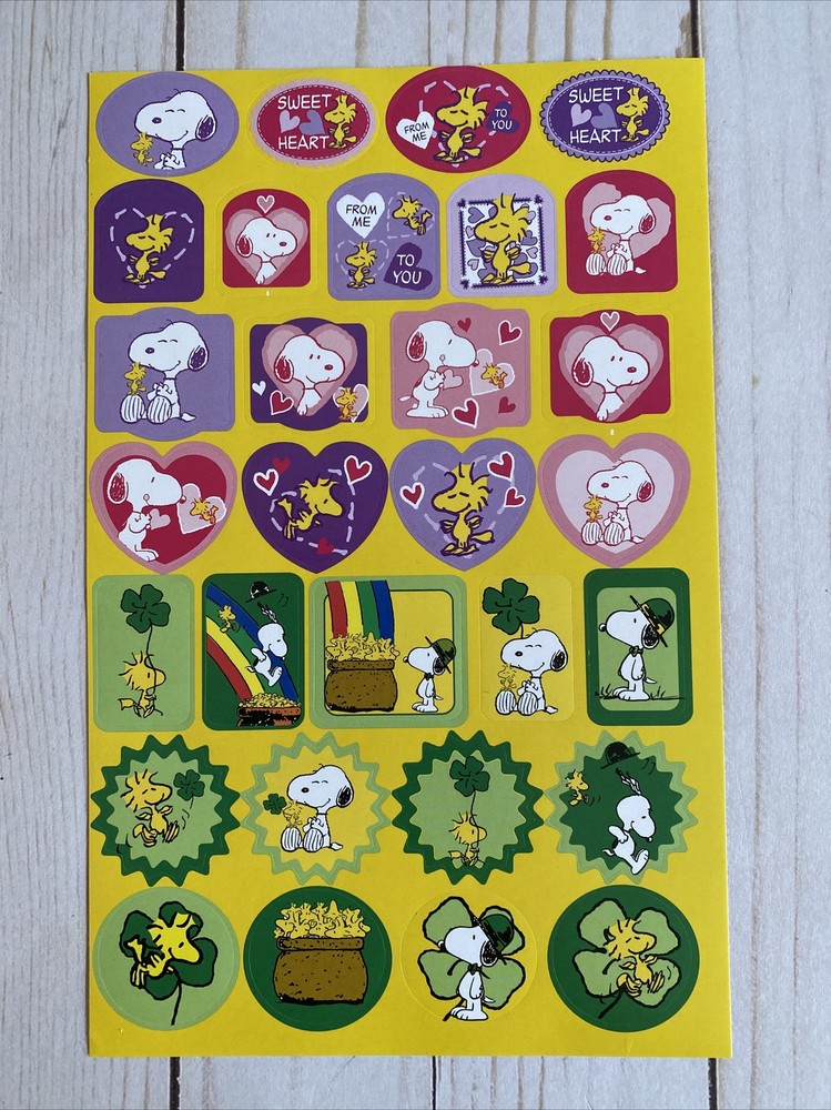 Peanuts Valentine’s Day Love + St. Patrick‘s Day Irish Stickers Snoopy Kids Fun