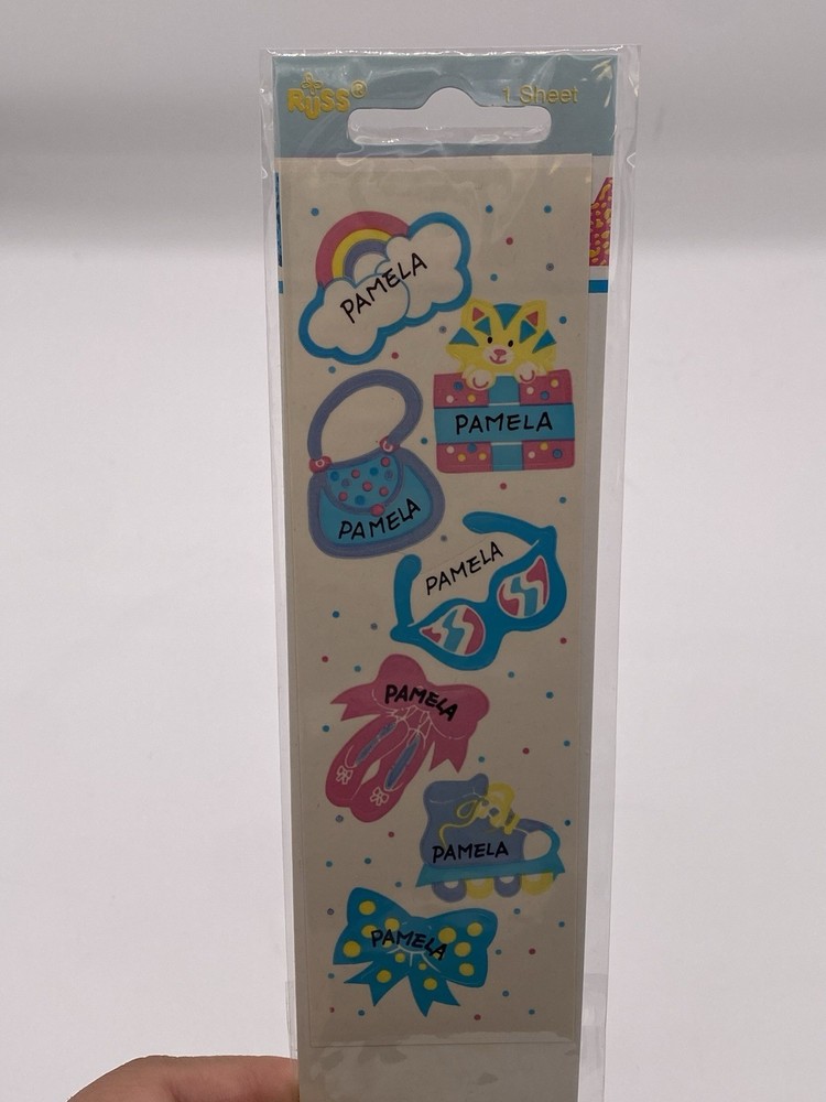 Vintage Russ Pamela Personalized Sticker Sheet Sealed 80s 90s Retro Stickers