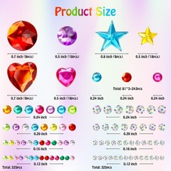 1296 pcs Gem Stickers Rhinestones for Crafts, Sparkling Cute Star Heart Round…