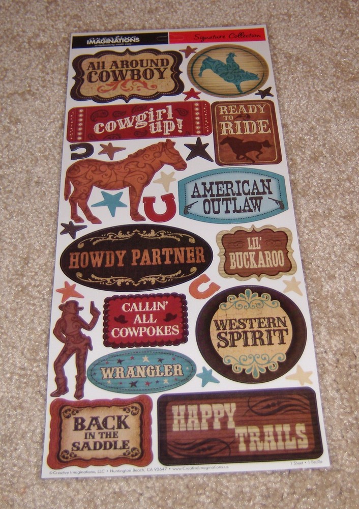 Creative Imaginations Signature Collection Sticker ~ Western Phrases/Icons
