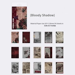 Bloody Shadow 30-Sheet Paper Pack Horror Gothic Scrapbook Junk Journal Crafts
