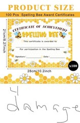 100 Pcs Spelling Bee Achievement Award Certificates 11×8” Recognition 4 Ripped