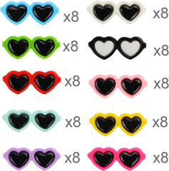 80Pcs Resin Mini Sunglasses Bead Colorful Flat Back Cartoon Crafts Accessories f