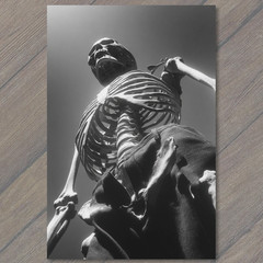 STICKER Skeleton Towering Black White Sky Horror Gothic Halloween Mood