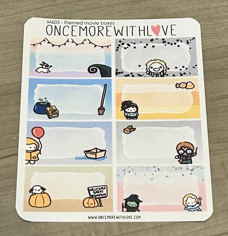 NEW Once More With Love Halloween Themed Movie Boxes Sticker Sheet OMWL Stickers