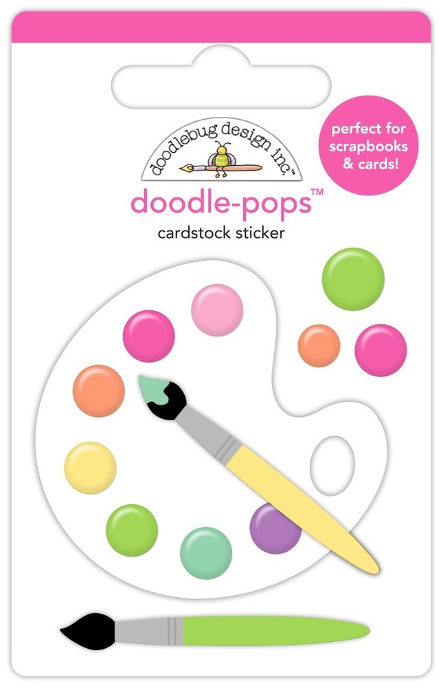 Doodlebug Doodle-pop 3D Stickers Color Me Happy Paint Palette Brushes Bright Dot