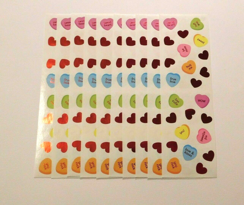 Mrs. Grossman’s Lot of 10 Strips ~Candy Hearts Reflections~ 2013 Stickers