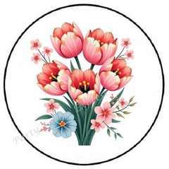 PINK TULIP BOUQUET ENVELOPE SEALS LABELS STICKERS PARTY FAVORS