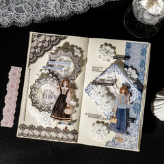 90PCS Vintage Lace Frame Stickers, Retro Scrapbook Stickers with Elegant Borders