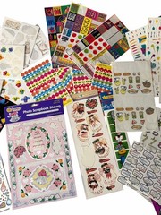 40+ Partial Sticker Sheets 80s 90s Hallmark Sandylion Grossman Junk Journal Lot