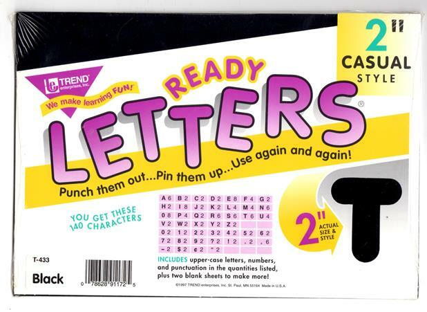TREND READY LETTERS 2″ CASUAL STYLE BLACK 140 CHARACTERS #T-433 SEADED PACK