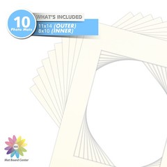 Mat Board Center, Pack of 10, 11×14 for 8×10 Ivory Turret Color Mats – Bevel Cut