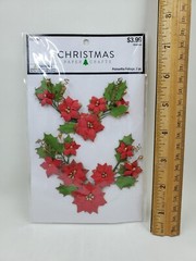 CR5 Lot Of 3 Christmas Poinsettia Embellishments For Cards Or Scrapbooking Lot A