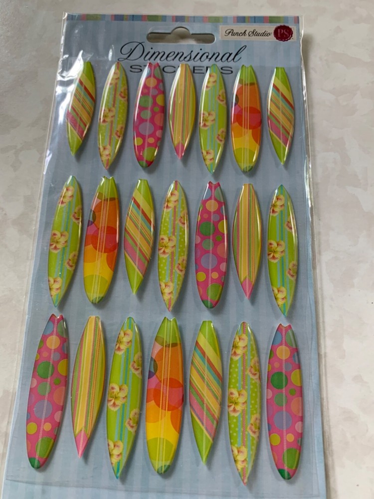 PUNCH STUDIO 3D STICKERS EPOXY STICKERS SURF BOARDS MULTI-COLOR-SIZES SURF BOARD