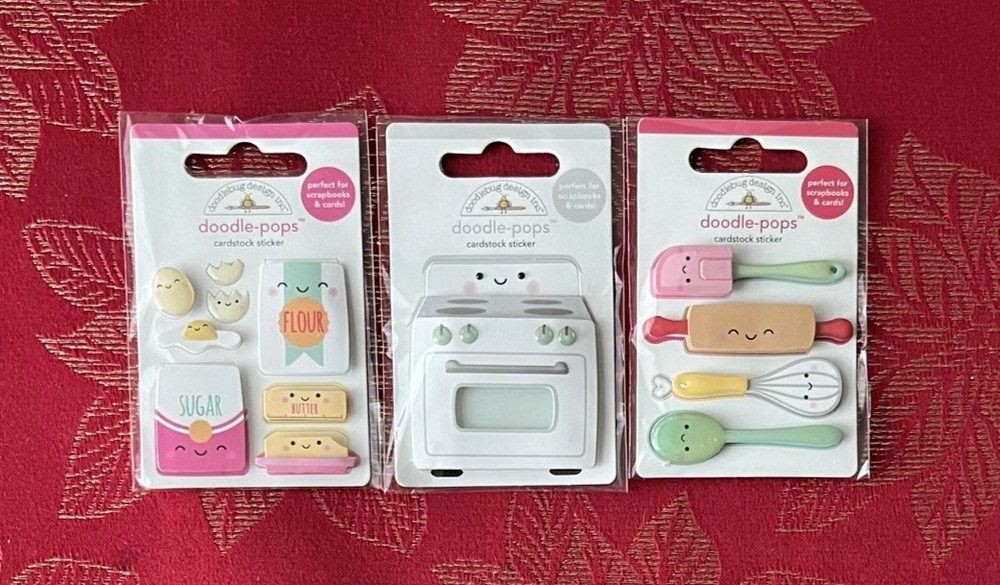 VERY RARE- Bake Me Happy / Made With Love DOODLE-POPS 3D STICKERS – PLEASE READ