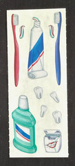 Rare + NLA Creative Memories TEETH BRUSHING Stickers ~ Tooth Paste~BRUSH~ New