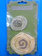 Prima Flower Embellishments Mulberry Paper Fabric Burlap 3 Pkgs Scrapbooking