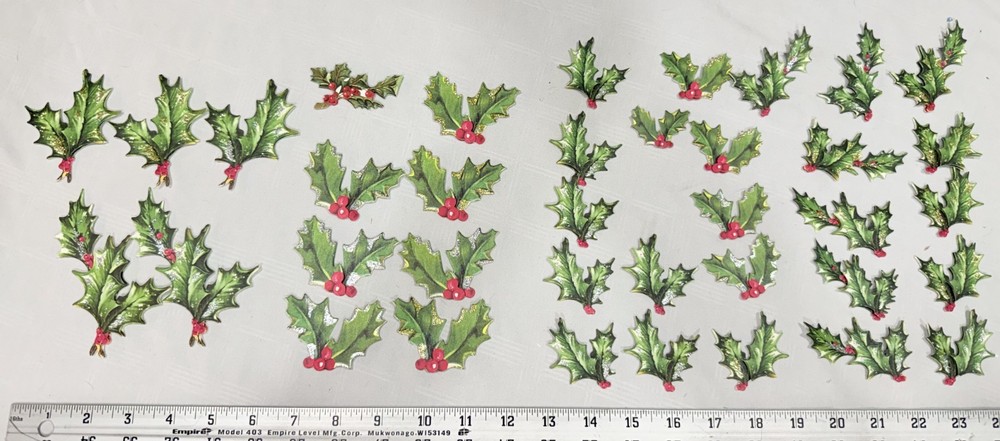 2020 Anna Griffin AG1101 «DECORATIVE HOLLY STICKERS» 3D Dimensional 37-Pcs