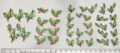 2020 Anna Griffin AG1101 «DECORATIVE HOLLY STICKERS» 3D Dimensional 37-Pcs