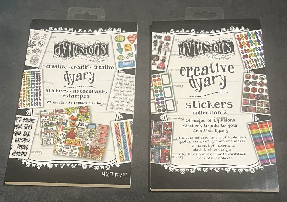 Ranger Dylusions Creative Dyary Stickers Collections 1 & 2 48 sheets NEW