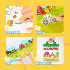 Farm Animals Reusable Sticker Book for Toddlers, 3D Sticker Book for Kids 3 4 5,