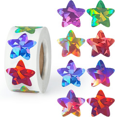 500 PCS Holographic Gold Star Stickers, 1 Inch Self Adhesive Metallic Glitter Fo