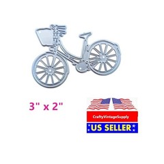 Bicycle with bike basket metal cutting die cut scrapbook
