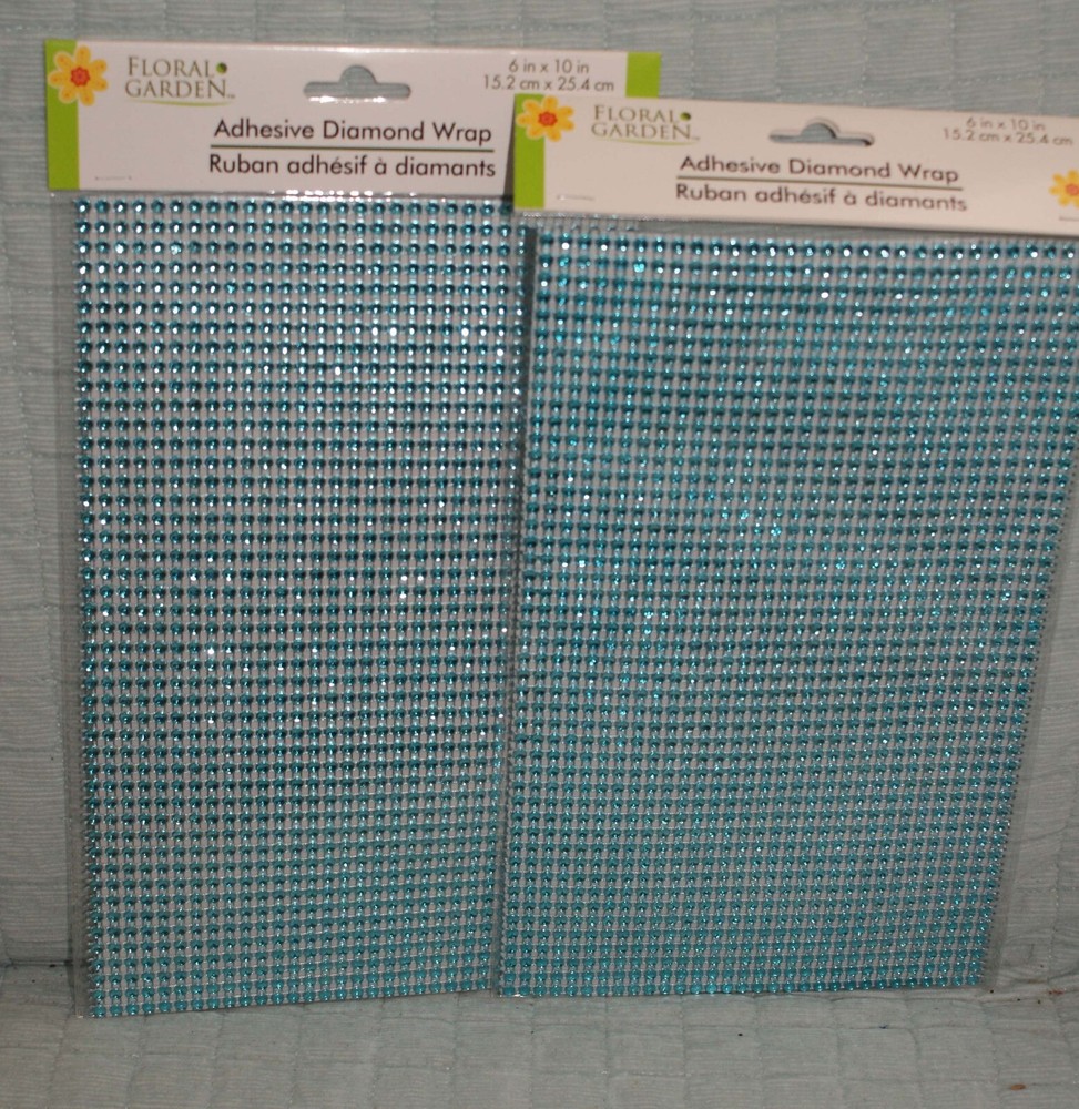 Floral Garden Adhesive Diamond Wrap Teal Blue 2 Packages Sticker Craft Fast Ship