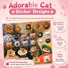 Cat Sticker Book, 30 Pages Over 800 Cute Die Cut Stickers with 3 Style 1