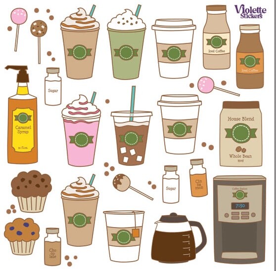 Violette Stickers Coffee Tea & Treats Crafts Planner Supply Scrapbook Food Drink