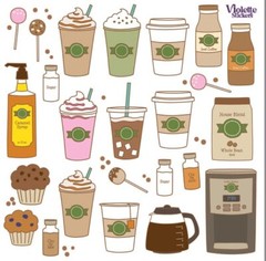 Violette Stickers Coffee Tea & Treats Crafts Planner Supply Scrapbook Food Drink