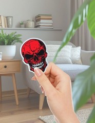 Red Skull Die Cut Vinyl Stickers Set Scrapbooking Laptop Waterbottle