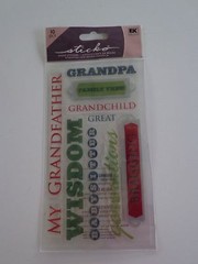 EK Success Sticko 10 Piece GRANDPA Epoxy Stickers Scrapbooking Cardmaking Crafts