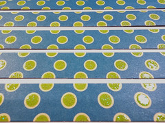 6pc Green Glitter Dots Blue Background 6″ Borders K&Company Cardstock Stickers