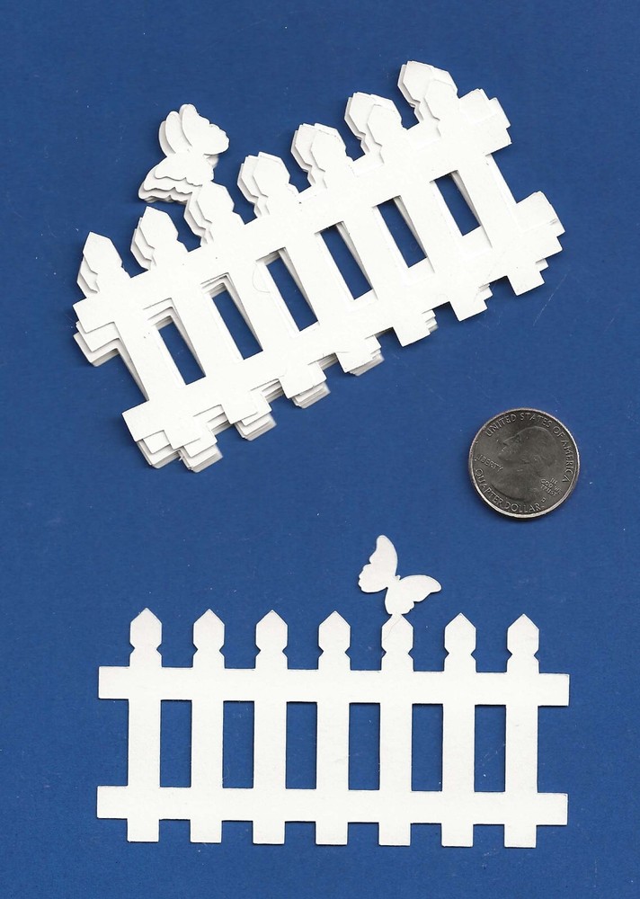 Fence Die Cuts, 6 pcs., Any Color, 2″x4″ Fence w/butterfly Die Cuts – Butterfly