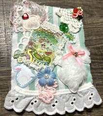 #6 Art Collage Snippet Cluster Seeds Girl White Bunny Crochet Lace Handmad Album