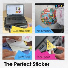 Tear Resistant Vinyl Sticker Paper – 50 Sheets 8.5 x 11