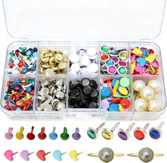 1Box(500Pcs) Multiple Styles Metal Brads Kit Mixed Color and Size Paper Fastener